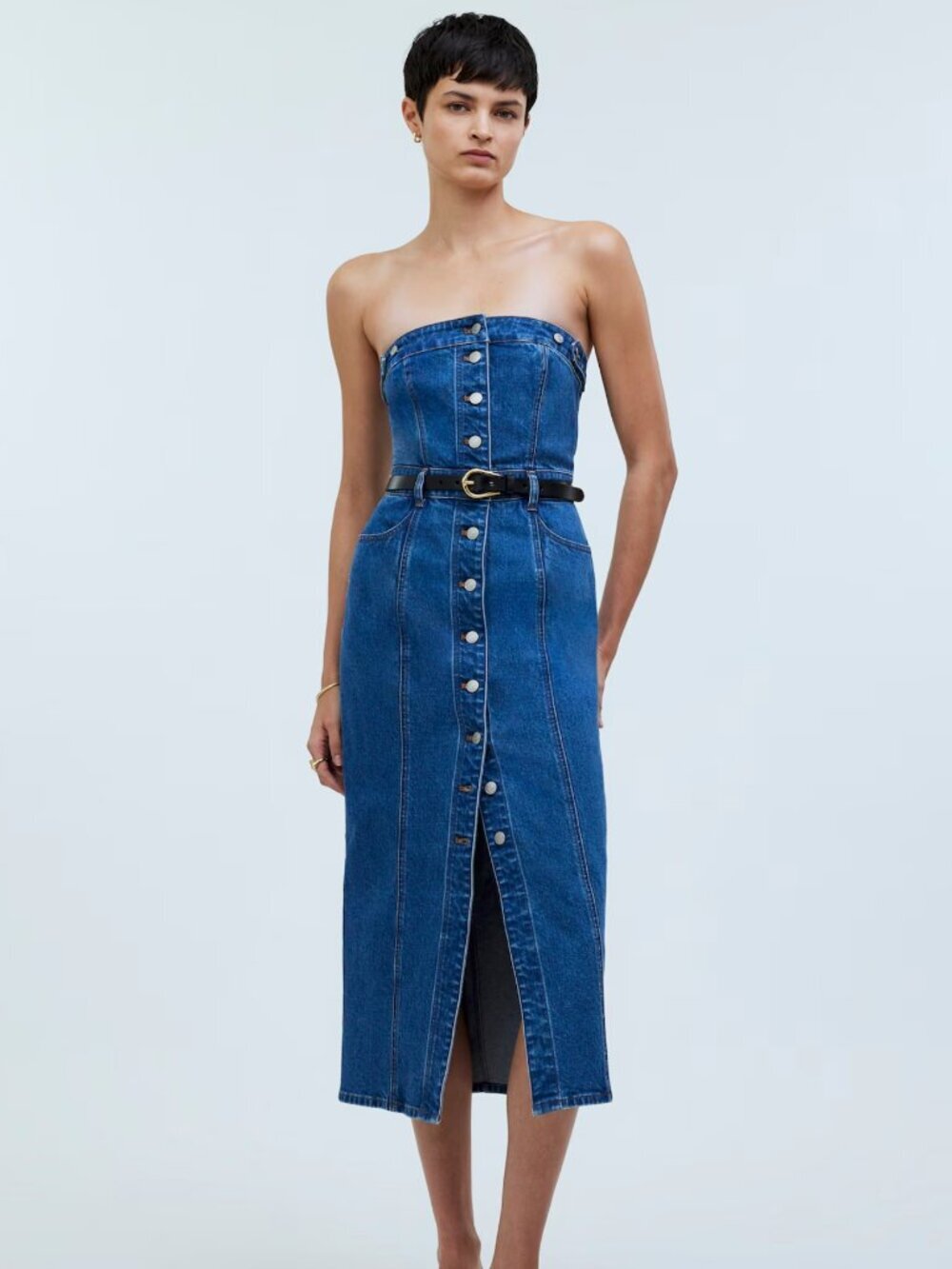Madewell Denim Strapless Maxi Dress in McCabe Wash